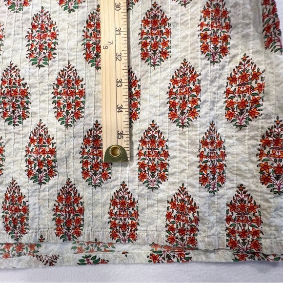 Sabhyata Indian Cream Red Floral Printed Straight Kurta Kurti Tunic Ethnic Dress - Picture 6 of 12